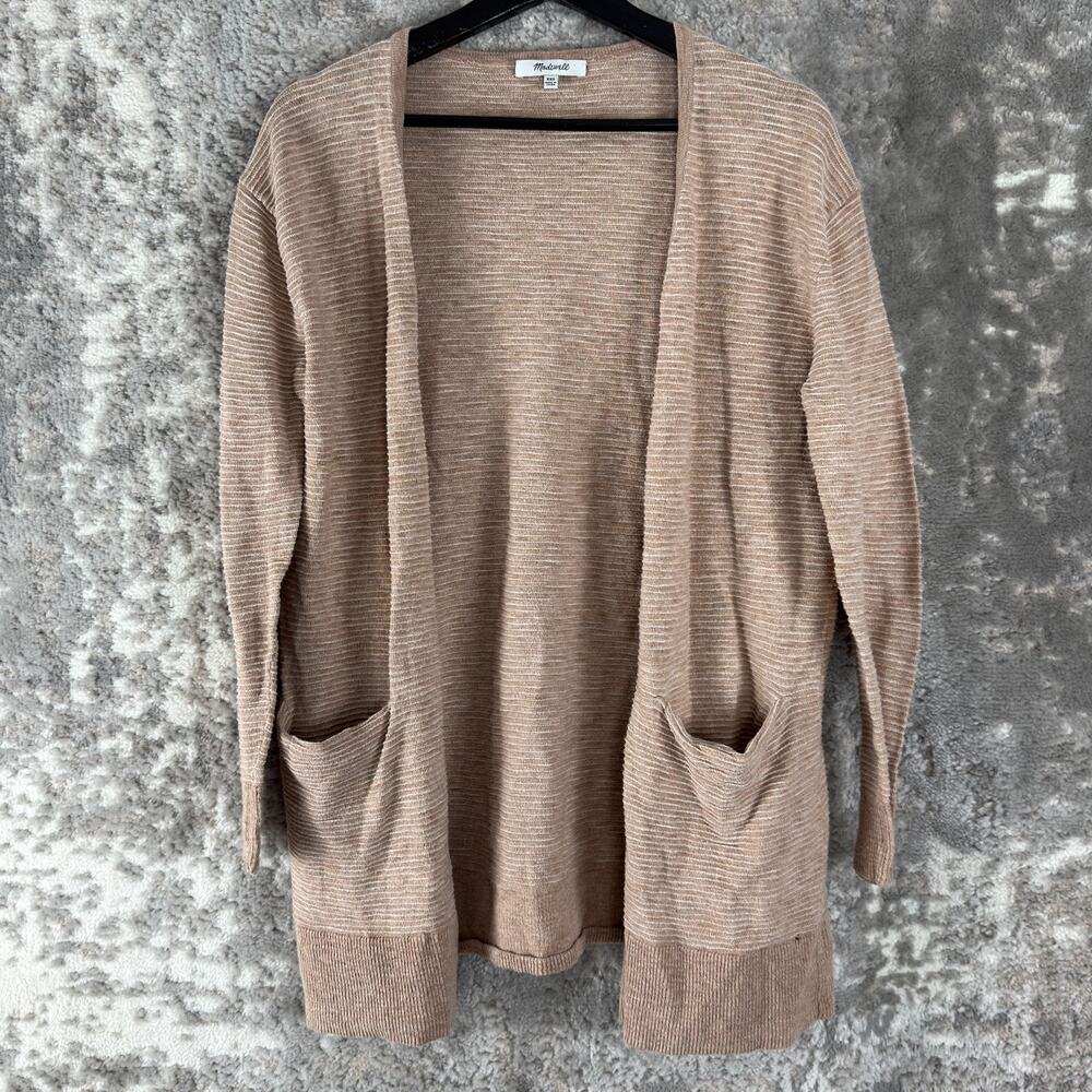 Madewell Size‎ XXS Open Front Cardigan Sweater Beige Pocket Long Sleeve